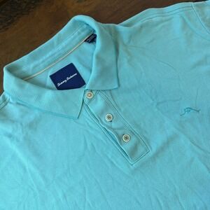 Tommy Bahama Polo Shirt Mens 3XL Blue Green Modal Polyester Casual Knit Golf